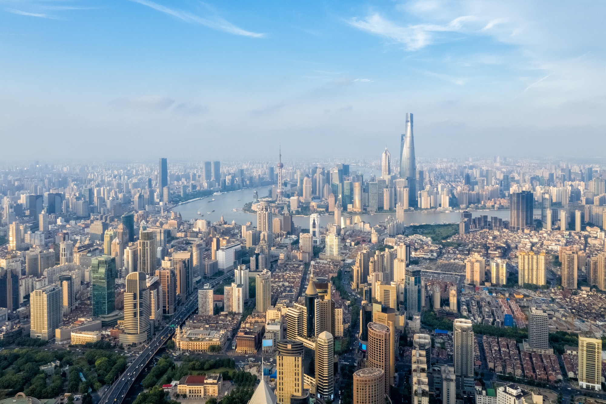 aerial view of shanghai cityscape