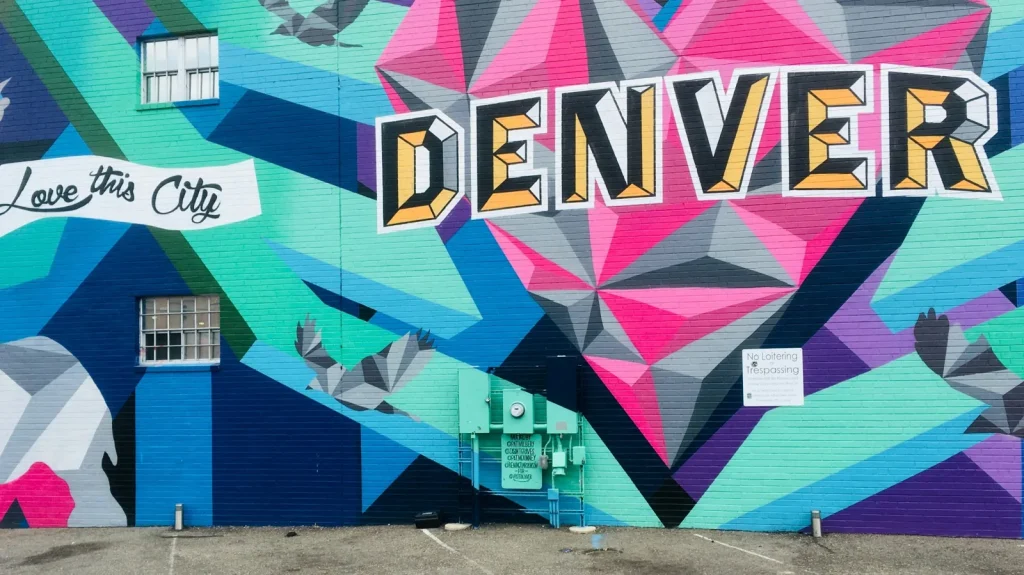 Colorful Denver street art mural
