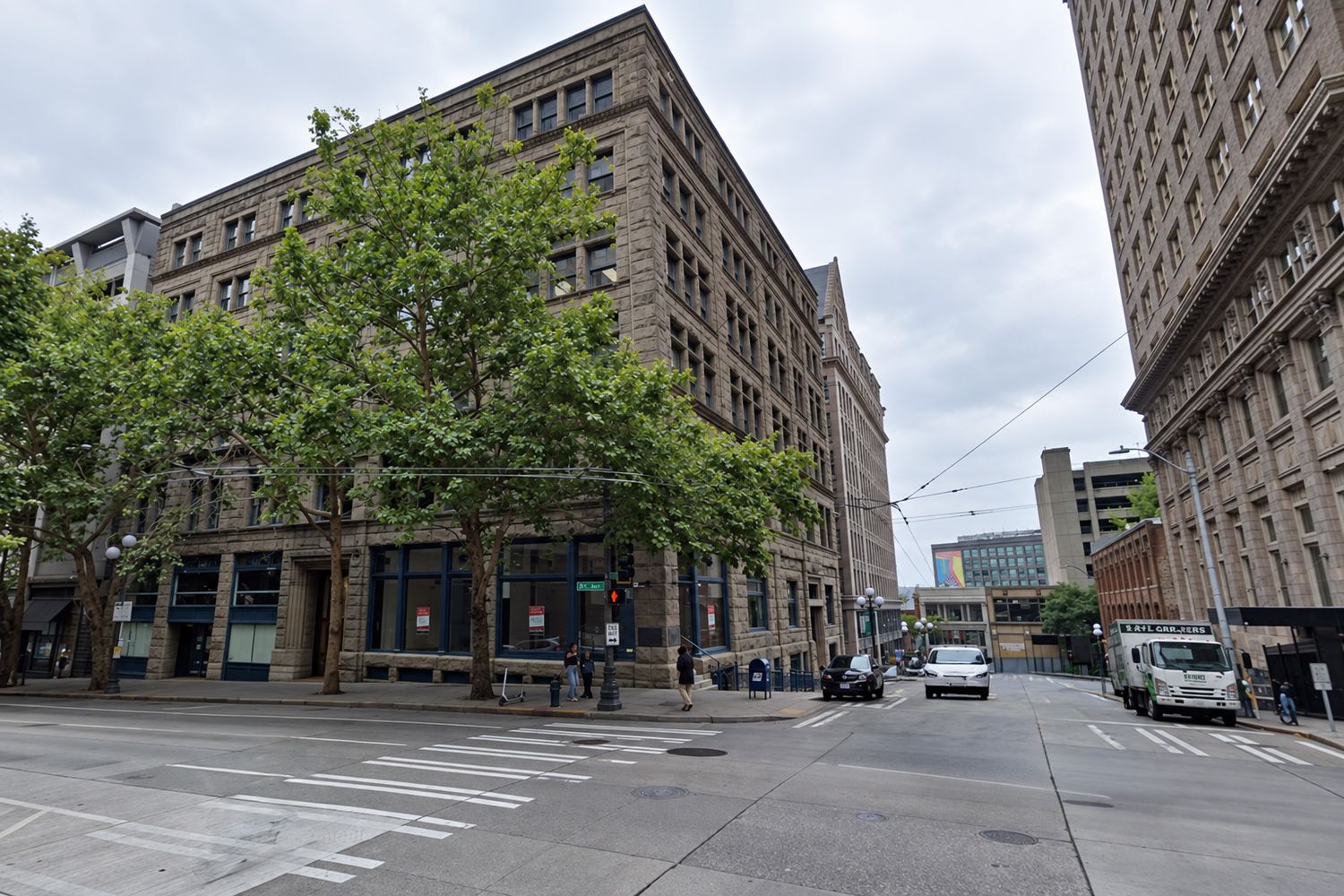 The Dimov Tax office building on Cherry Street in Pioneer Square, Seattle