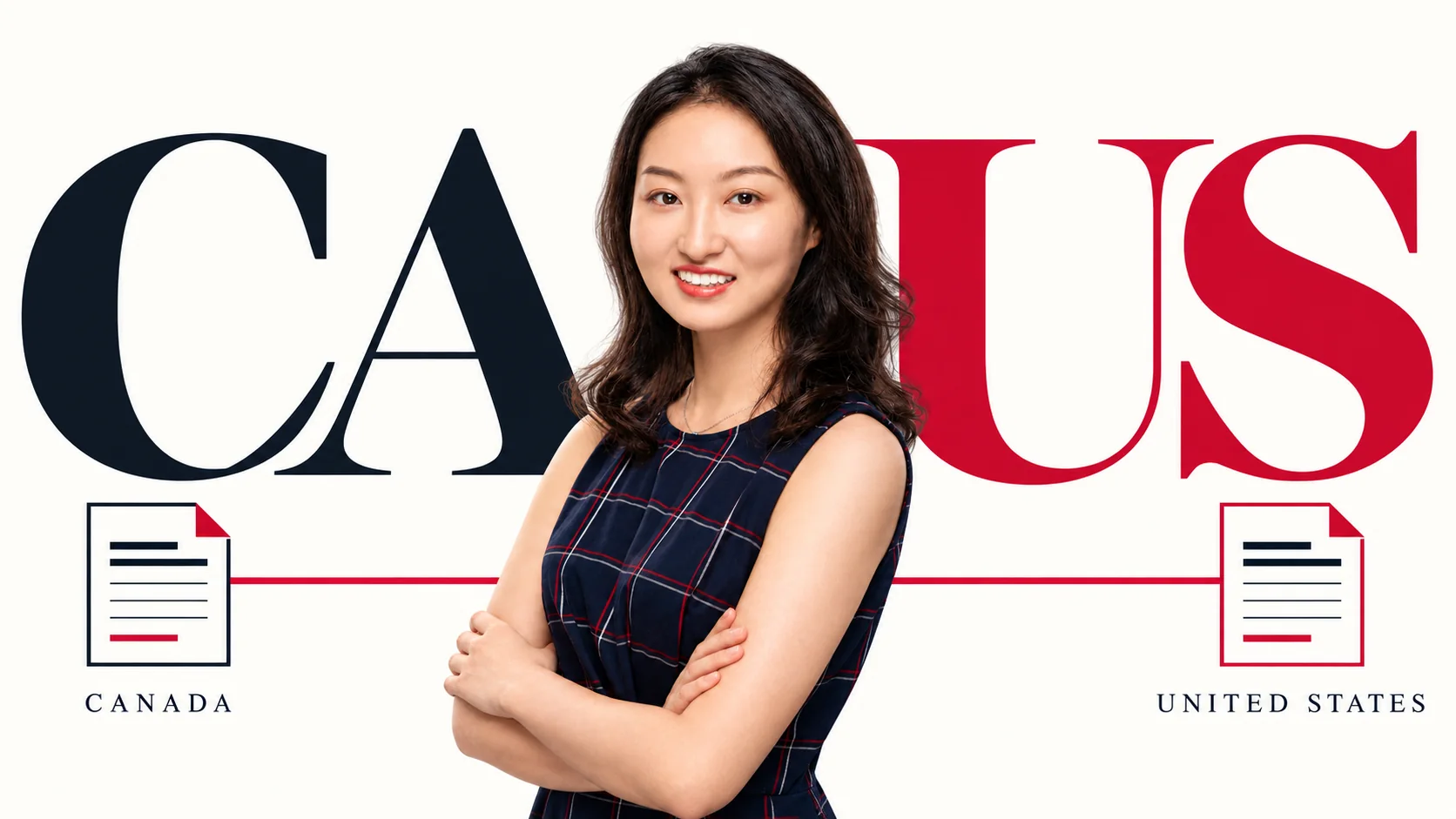 Dimov team member in a Canada and United States tax graphic